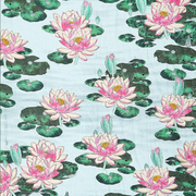 Water Lily Print Mint Short Kimono