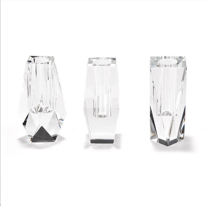 Faceted Hand-Cut Crystal Glass Bud Vase