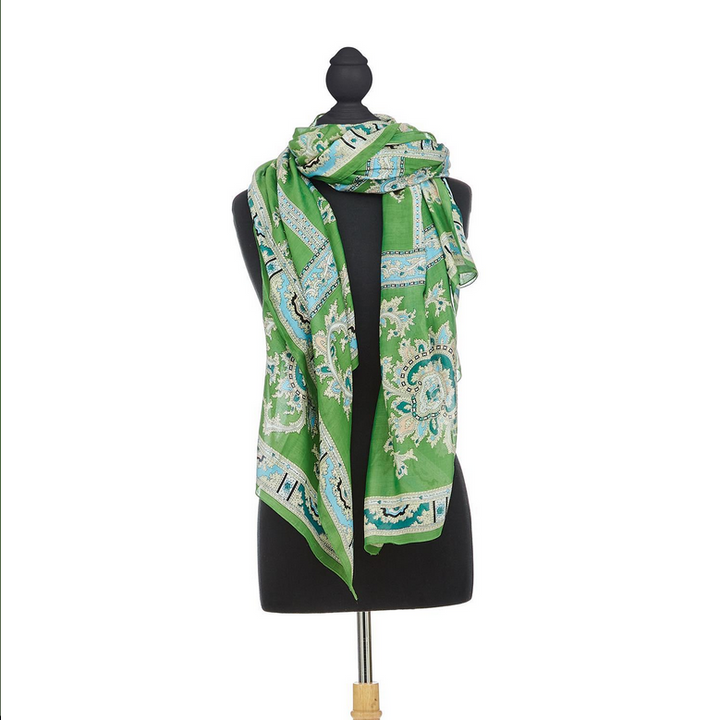 Handkerchief Print Green Scarf