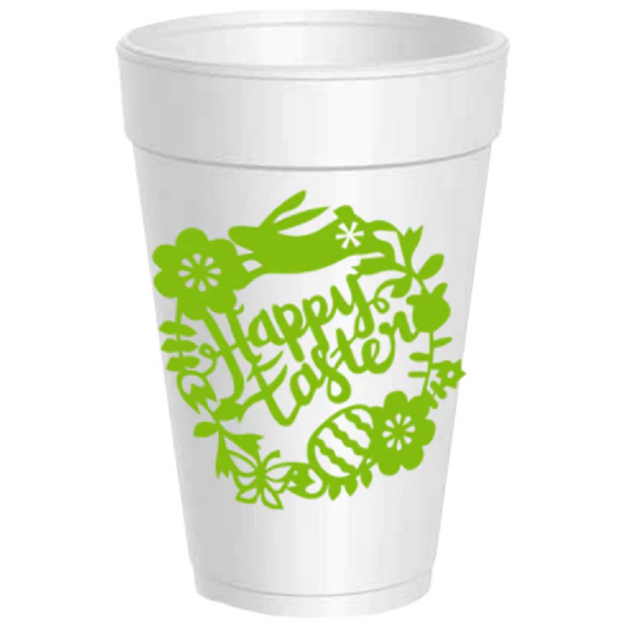 Sassy Cups - Styrofoam Cups - Happy Easter Wreath