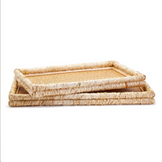 Rattan and Corn Bract Leaf Rectangle Tray - Assorted Sizes
