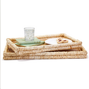 Rattan and Corn Bract Leaf Rectangle Tray - Assorted Sizes