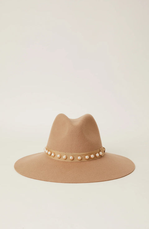 Sofie Pearl Studded Hat - Sand