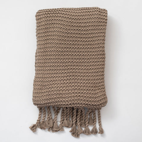Organic Cotton Comfy Knit Throw - Stone