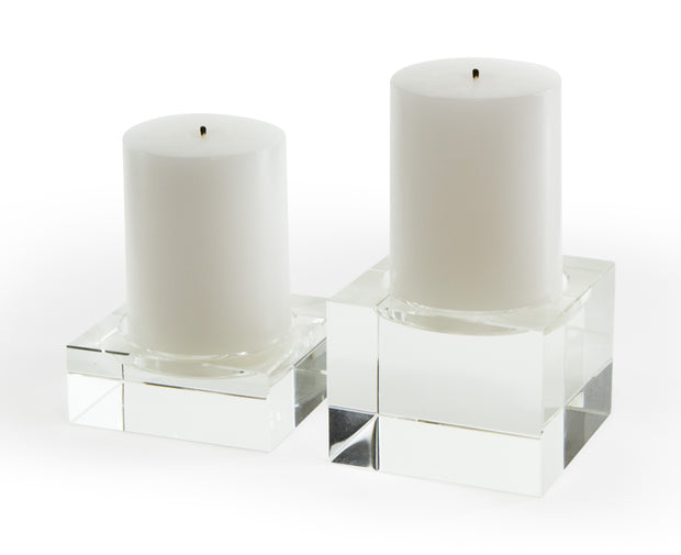 Crystal Glass Pillar Candle Holder - Small