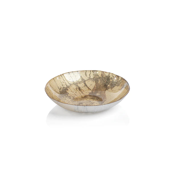 Golden Pearl Metallic Watercolor Glass Bowl - 10.75"