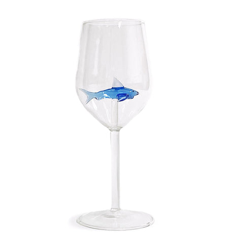 Great White Shark Stemmed Wine Glass