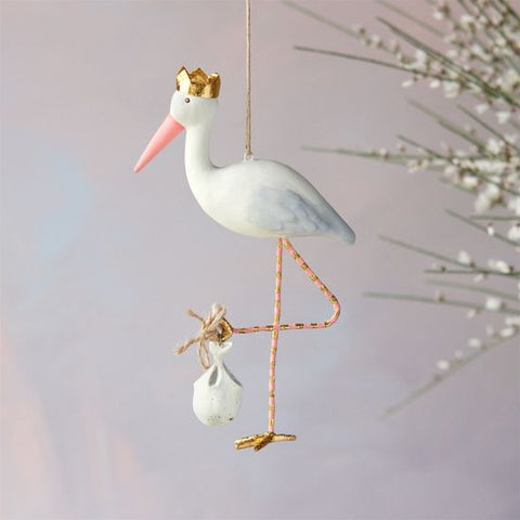 Royal Stork Ornament - Pink