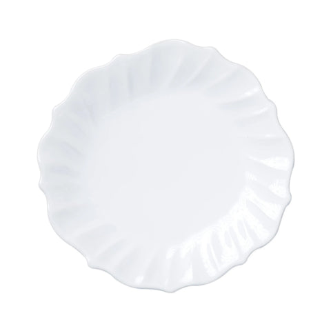 Vietri Incanto Stone Ruffle Dinner Plate - White