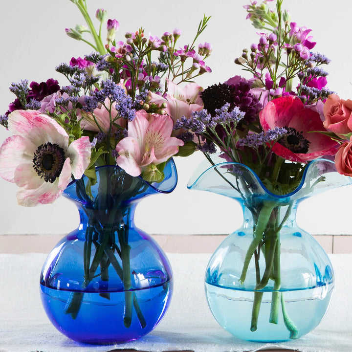 Vietri Hibiscus Glass Fluted Vase