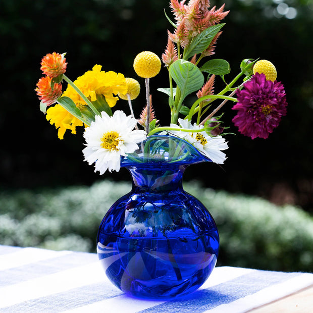 Vietri - Hibiscus Glass Mini Fluted Vase - Cobalt
