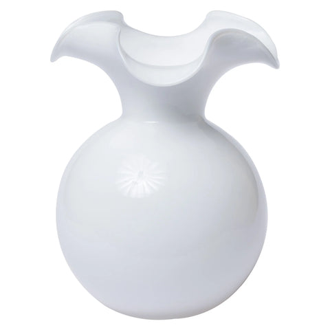 Vietri - Hibiscus Glass Large Fluted Vase - White