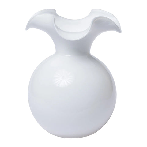 Vietri - Hibiscus Glass Medium Fluted Vase - White