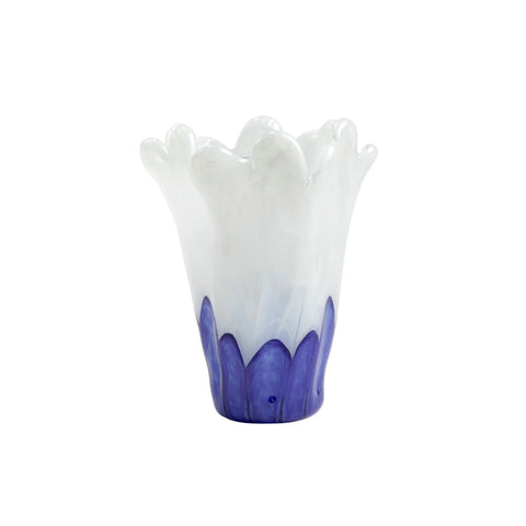 Vietri - Onda Glass Medium Vase - Cobalt with White