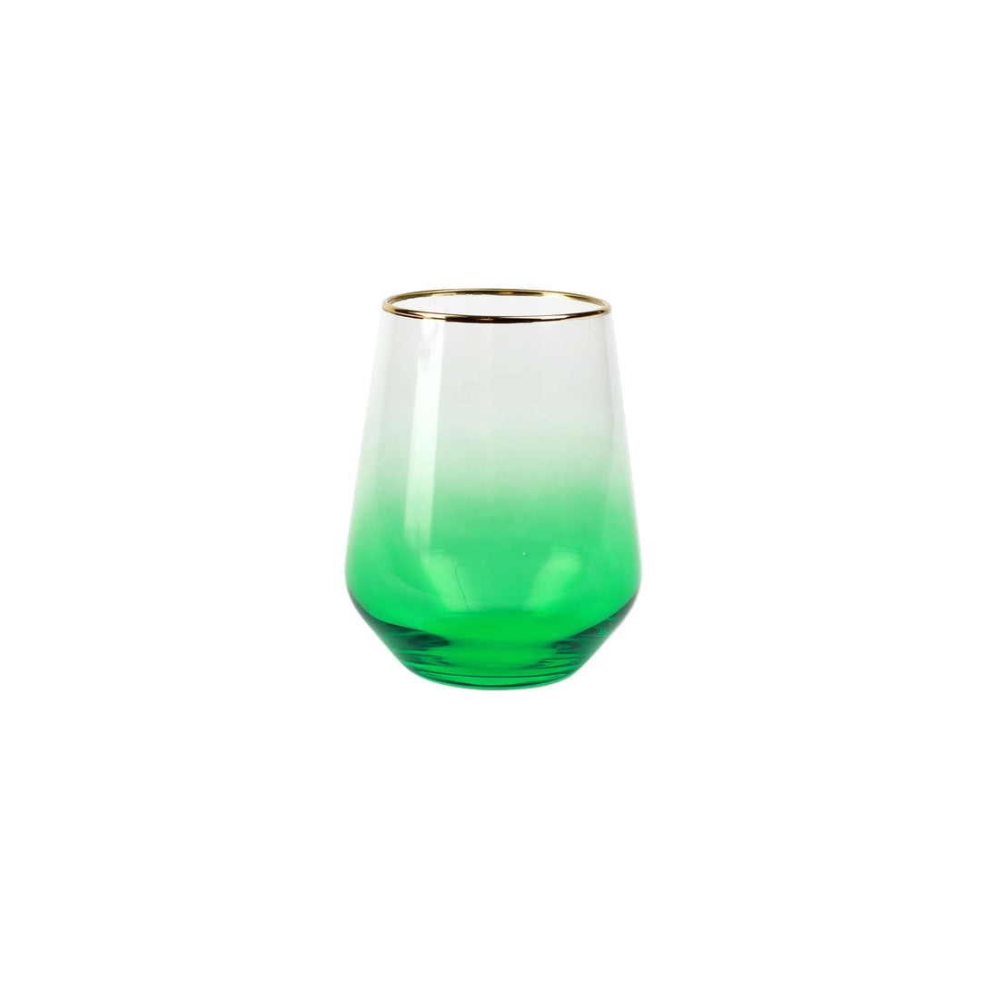 Vietri - Rainbow Stemless Wine Glass - Emerald