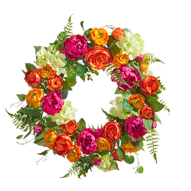 Mixed Floral and Greenery Wreath