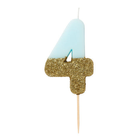 We Heart Birthday Glitter No. 4 Blue Candle