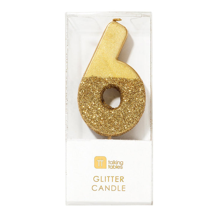 We Heart Birthday Glitter No. 6 Gold Candle