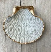 Decoupage Shell Trinket Dish - Grey Ikat