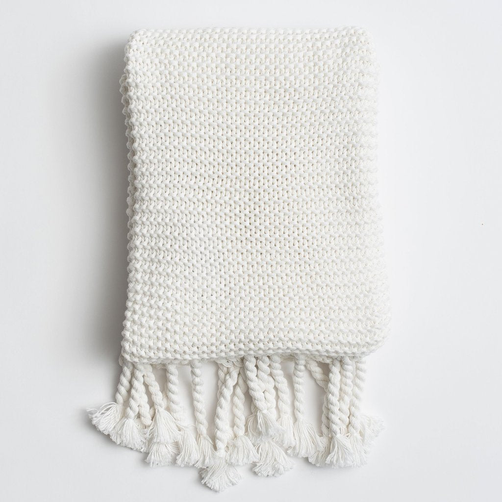 Organic Cotton Comfy Knit Throw - White