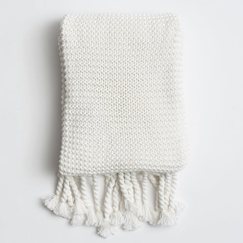 Organic Cotton Comfy Knit Throw - White