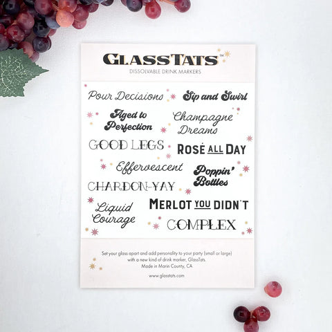 GlassTats Drink Marker Stickers - Wine Time