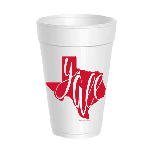 Texas Y'all Styrofoam Cups