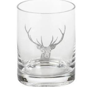 Zodax Double Old Fashioned Glass, Stag Head Design