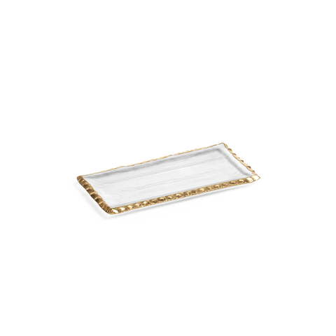 Glass Rectangular Tray with Gold Rim