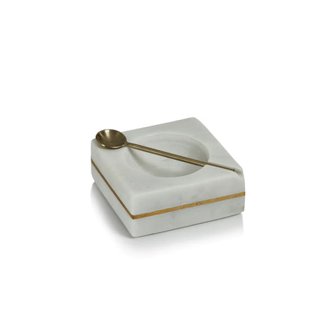 Marble Square Salt & Pepper Bowl with Spoon
