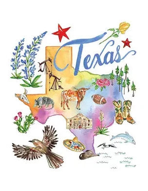 Rosanne Beck Collections - Handpainted Kitchen Towel - Texas Icons