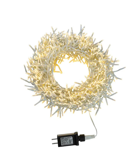 Warm White LED White Wire Cluster Garland