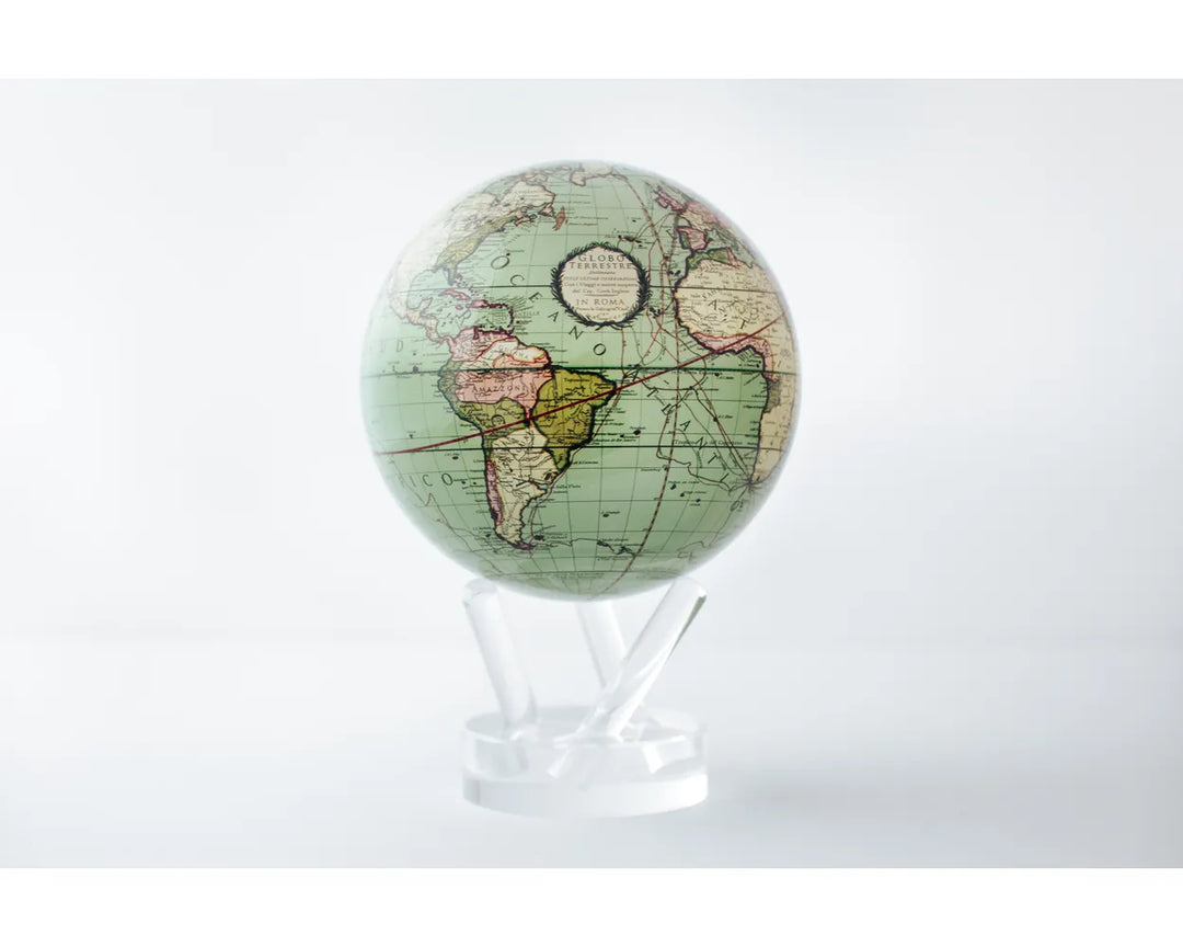 Mova - Spinning Globe - Antique Terrestrial Green 4.5"