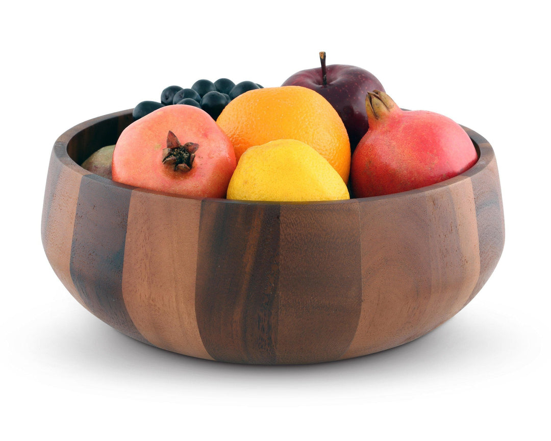 Arthur Court Large Modern Round Acacia Wood Salad Bowl