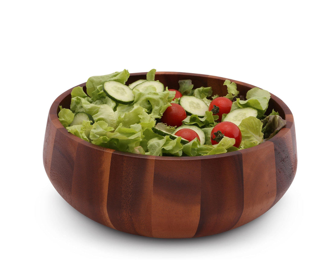 Arthur Court Large Modern Round Acacia Wood Salad Bowl