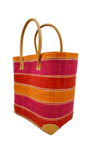 Shebobo - Rayo Stripes Straw Basket Bag - Orange Red