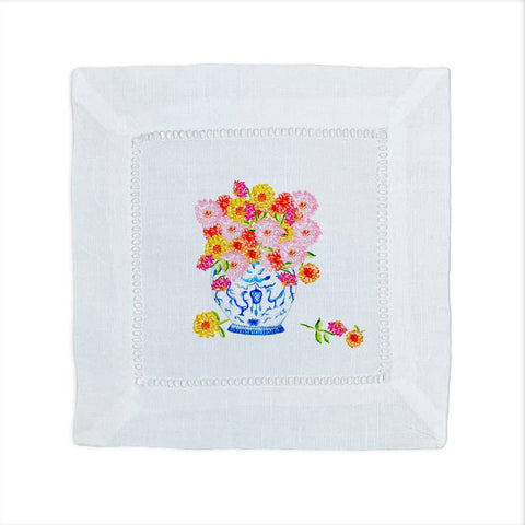 French Graffiti - Cocktail Napkins - Ginger Jar with Zinnias