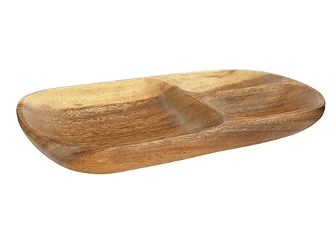 Divided 3-Section Wood Serving Tray