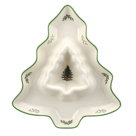 Spode - Christmas Tree Shaped Chip and Dip