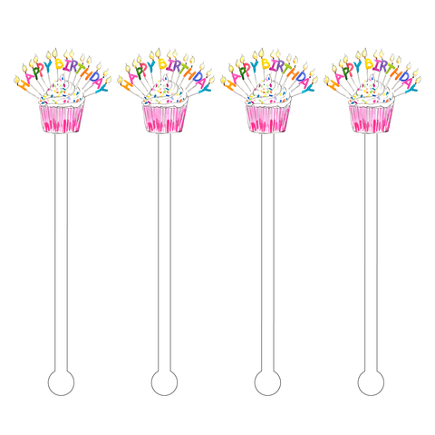 Sprinkle Birthday Cupcake Acrylic Stir Sticks