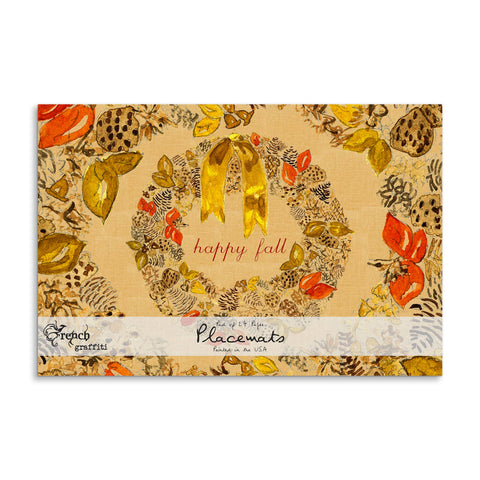 French Graffiti - Happy Fall Wreath Paper Placemats