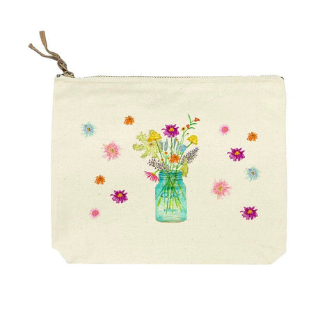 French Graffiti - Canvas Cosmetic Bag - Wildflowers