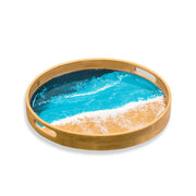 Ocean Vibes Round Bamboo Resin Serving Tray