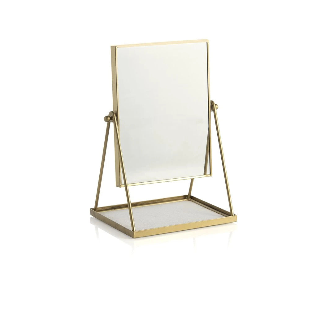 Wallace Table Mirror With Display Tray - Gold