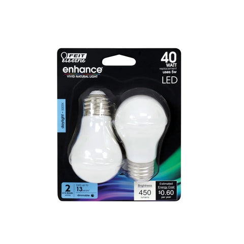 FEIT Electric Enhance A15 E26 (Medium) Filament LED Bulb Daylight 40 Watt Equivalence 2 pk