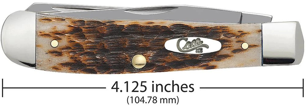 Case Knives Amber Bone Peach Seed Jig Trapper Pocket Knife