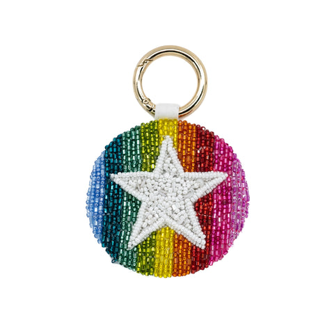 Rainbow Stripes Star Key Ring