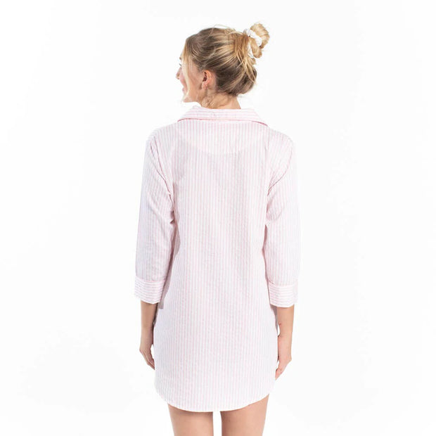Bella il FIore - Button-down Sleepshirt - Pink Stripe