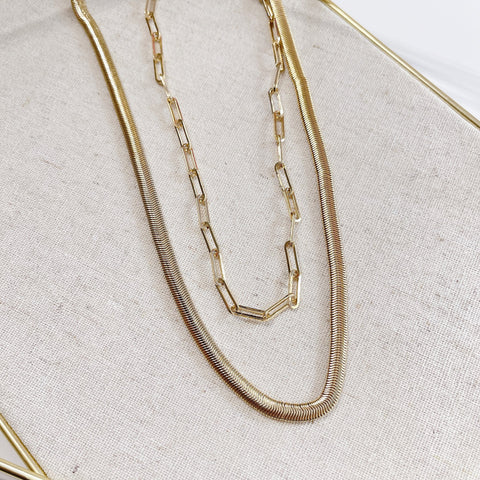 Double Snake Gold Necklace