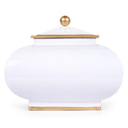 Squash Pot with Lid - White with Gold